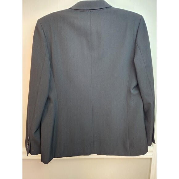 Austin Reed Womens Black Worsted Wool Blazer Sz 12 Lined One Button Some Wear - Picture 3 of 12